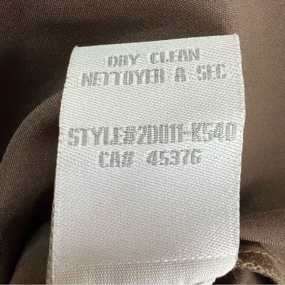 New Brown Satin Beige Chiffon Beaded Neckline Sleeveless Sheath Dress. - Picture 11 of 11